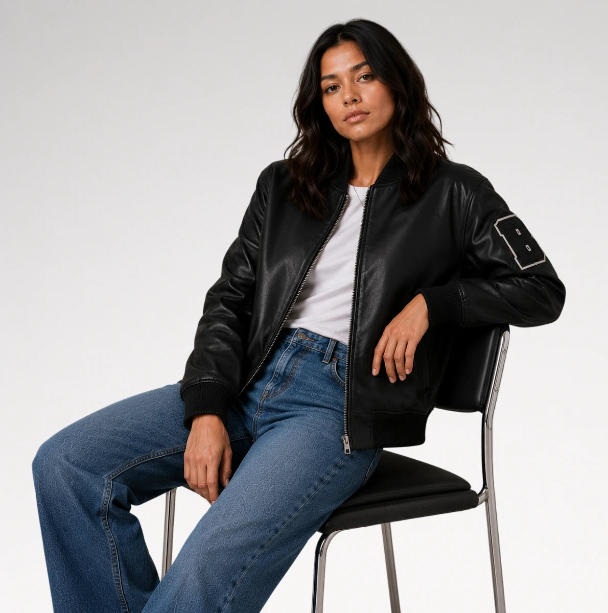 Rivale Black Varsity Real Leather Jacket