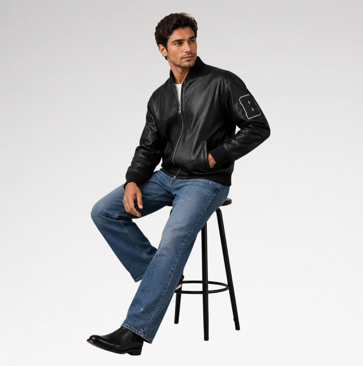 Rivale Black Varsity Real Leather Jacket