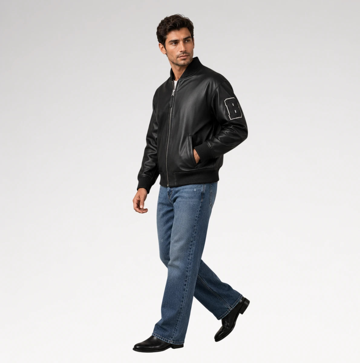 Rivale Black Varsity Real Leather Jacket