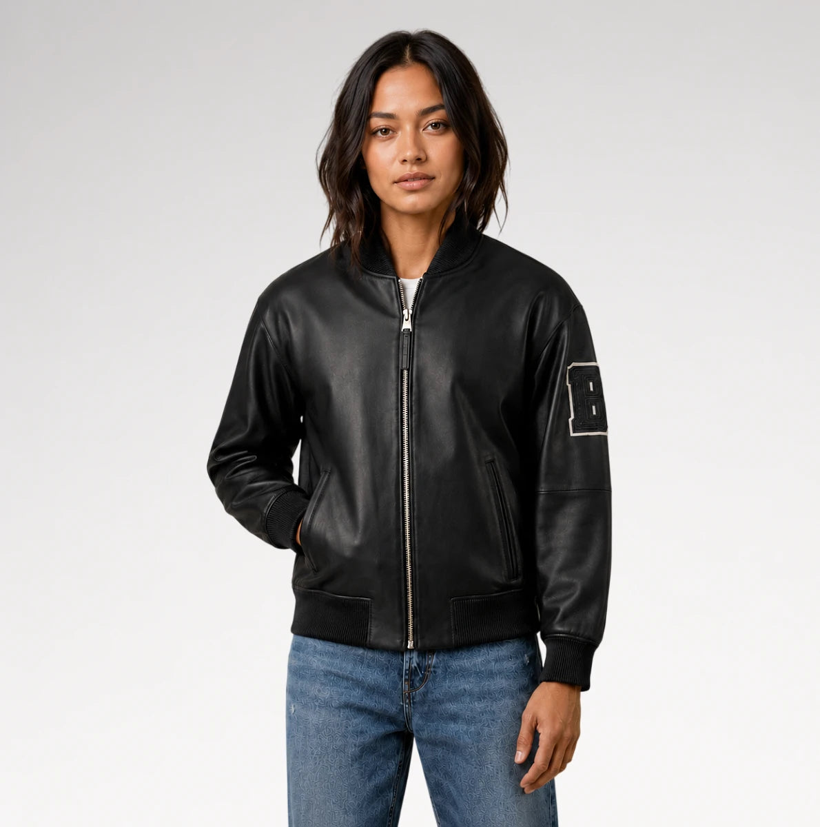 Rivale Black Varsity Real Leather Jacket