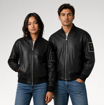 Rivale Black Varsity Real Leather Jacket