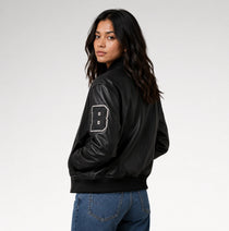 Rivale Black Varsity Real Leather Jacket