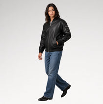 Rivale Black Varsity Real Leather Jacket