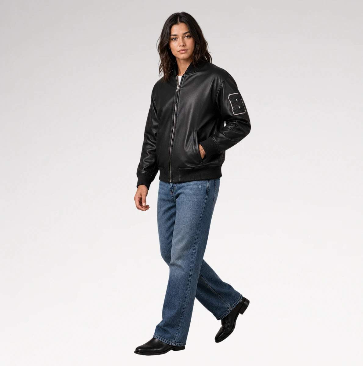 Rivale Black Varsity Real Leather Jacket