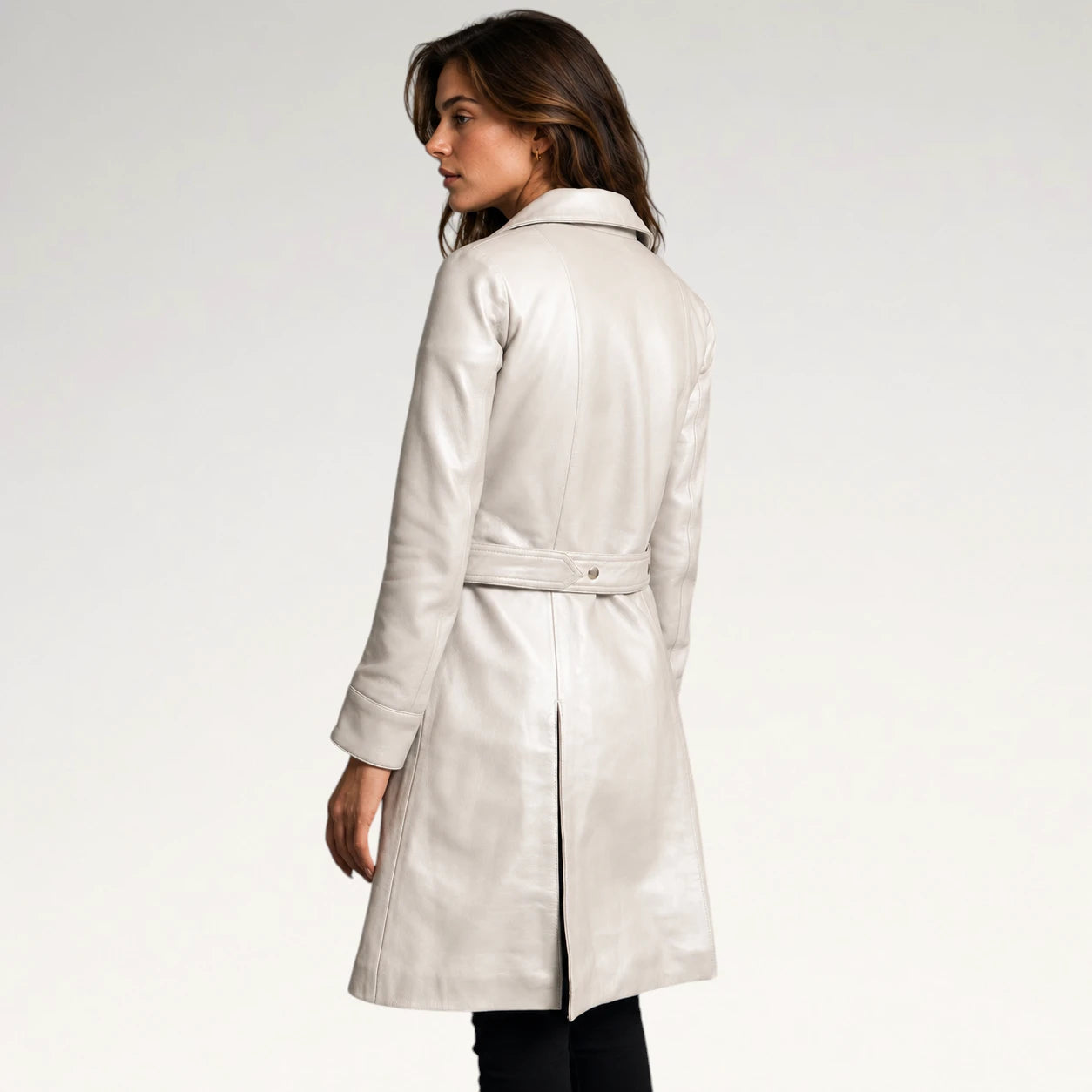Scintilla Silver Leather Trench Coat Secondary image