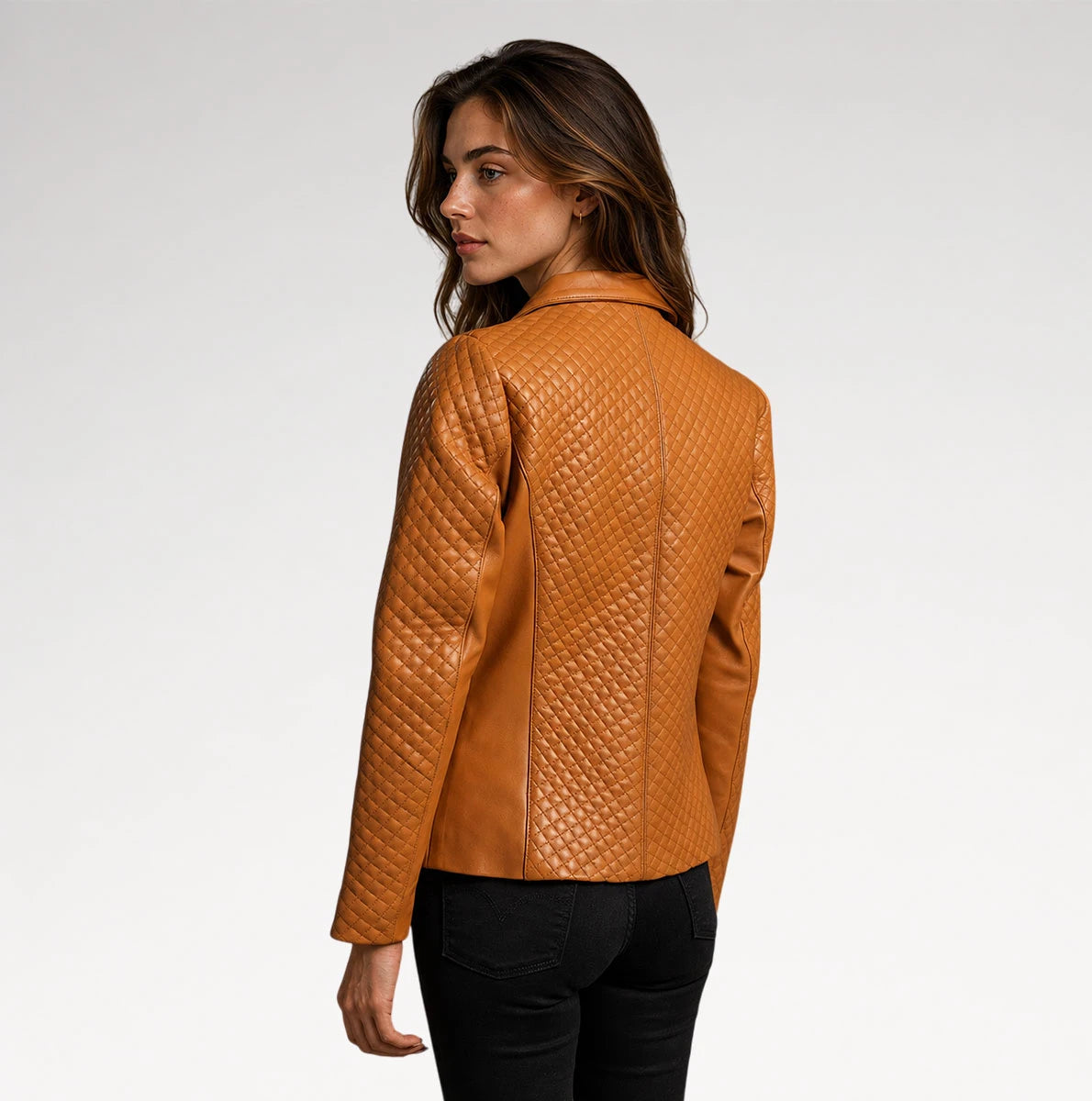 Snello Brown Quilted Leather Blazer Secondary image