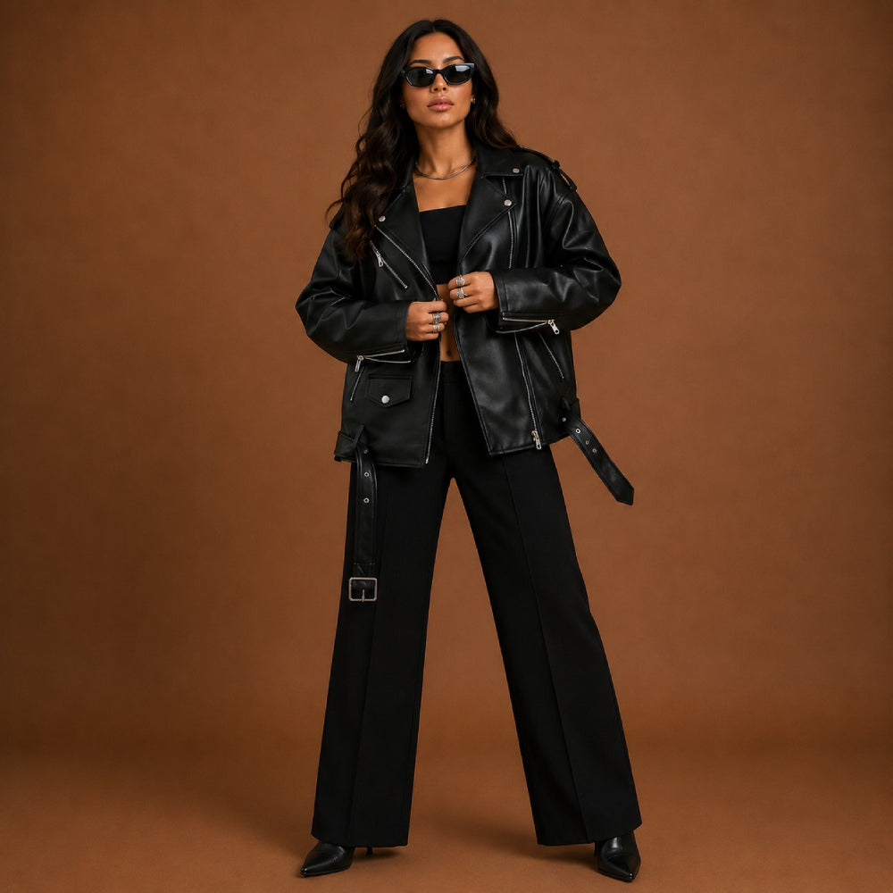 Women Motorcycle Leather Jacket