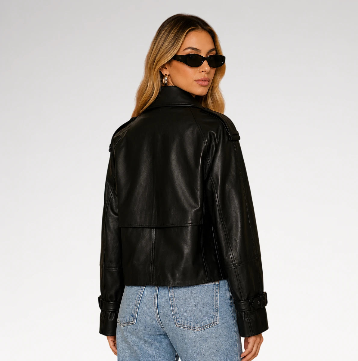 Imperia Black Double Breasted Sheepskin Leather Jacket Secondary image