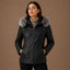 Women Black Trim Shearling Hooded Leather Jacket