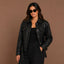 Women Black Cowhide Leather Jacket