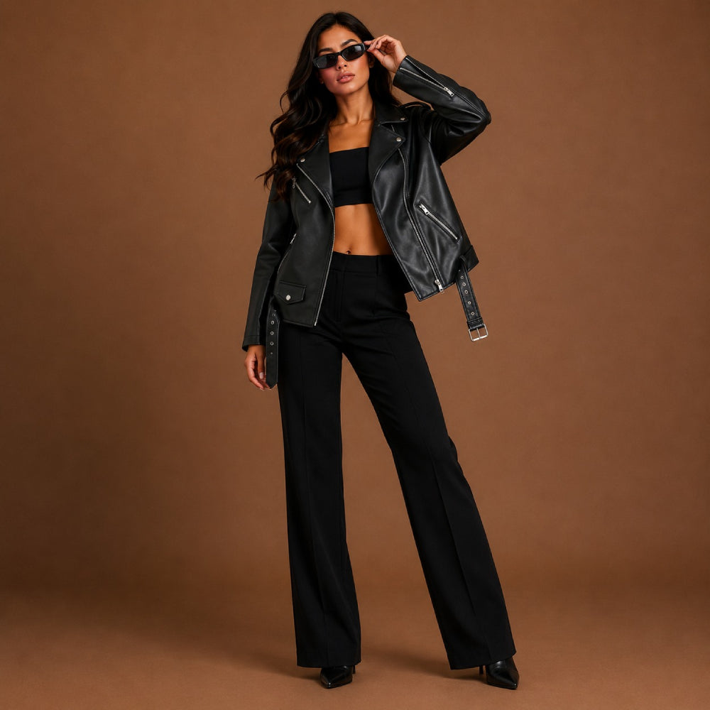 Women Motorcycle Leather Jacket