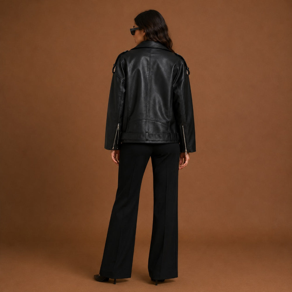 Women Motorcycle Leather Jacket