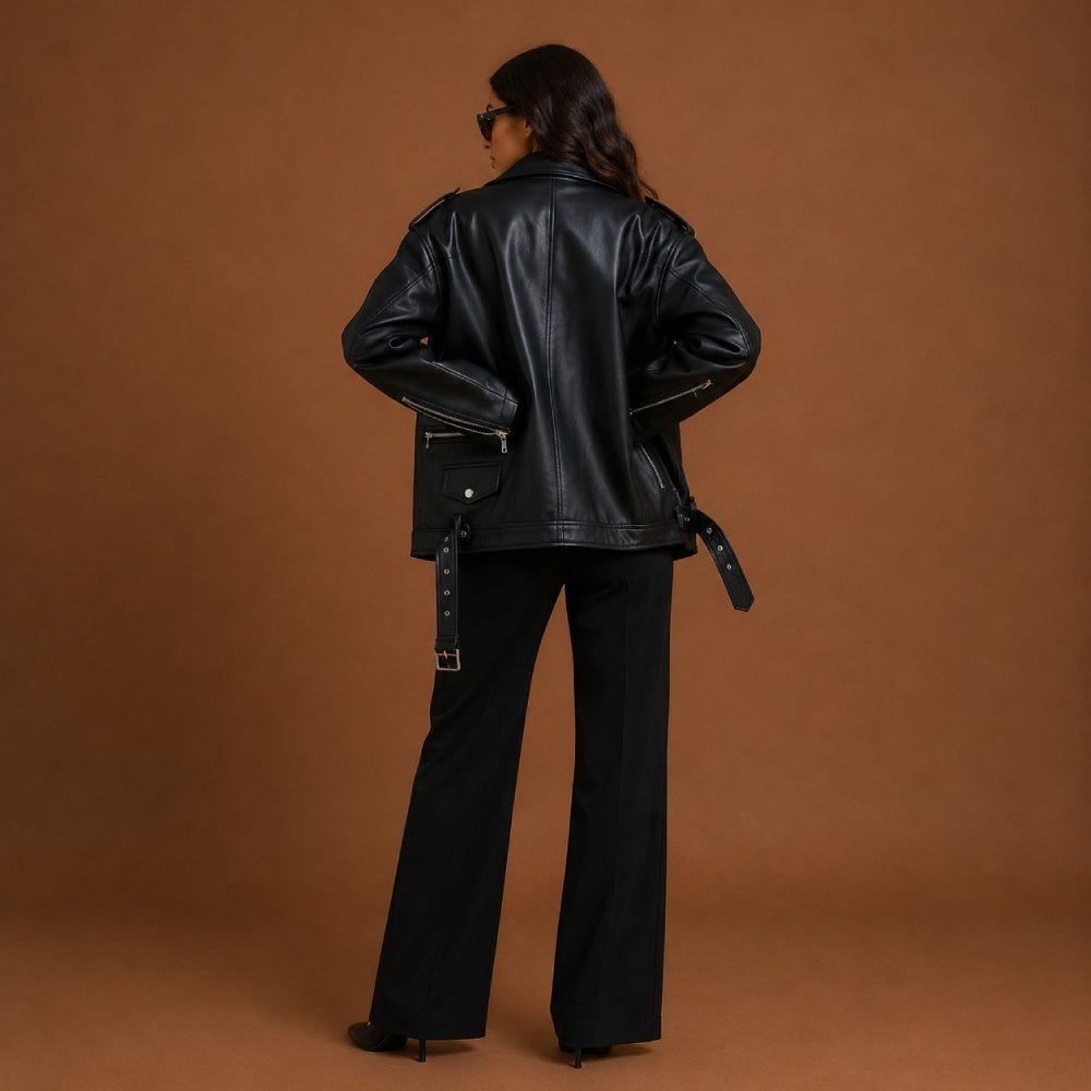 Women Motorcycle Leather Jacket