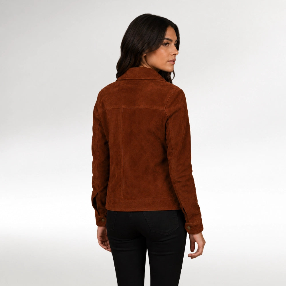 Moda Brown Suede Trucker Jacket