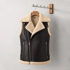 Women Biker Shearling Leather Vest