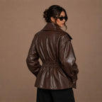 Women Vintage Oversized Biker Leather Jacket