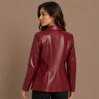 Women Cropped Sheepskin Leather Blazer