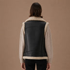 Women Biker Shearling Leather Vest