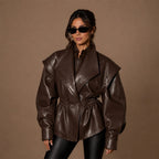 Women Vintage Oversized Biker Leather Jacket