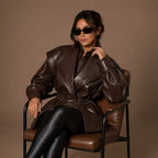 Women Vintage Oversized Biker Leather Jacket