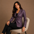 Women Cropped Sheepskin Leather Blazer
