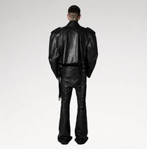 Neroceano Black Vintage Oversized Motorcycle Leather Jacket