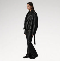 Neroceano Black Vintage Oversized Motorcycle Leather Jacket