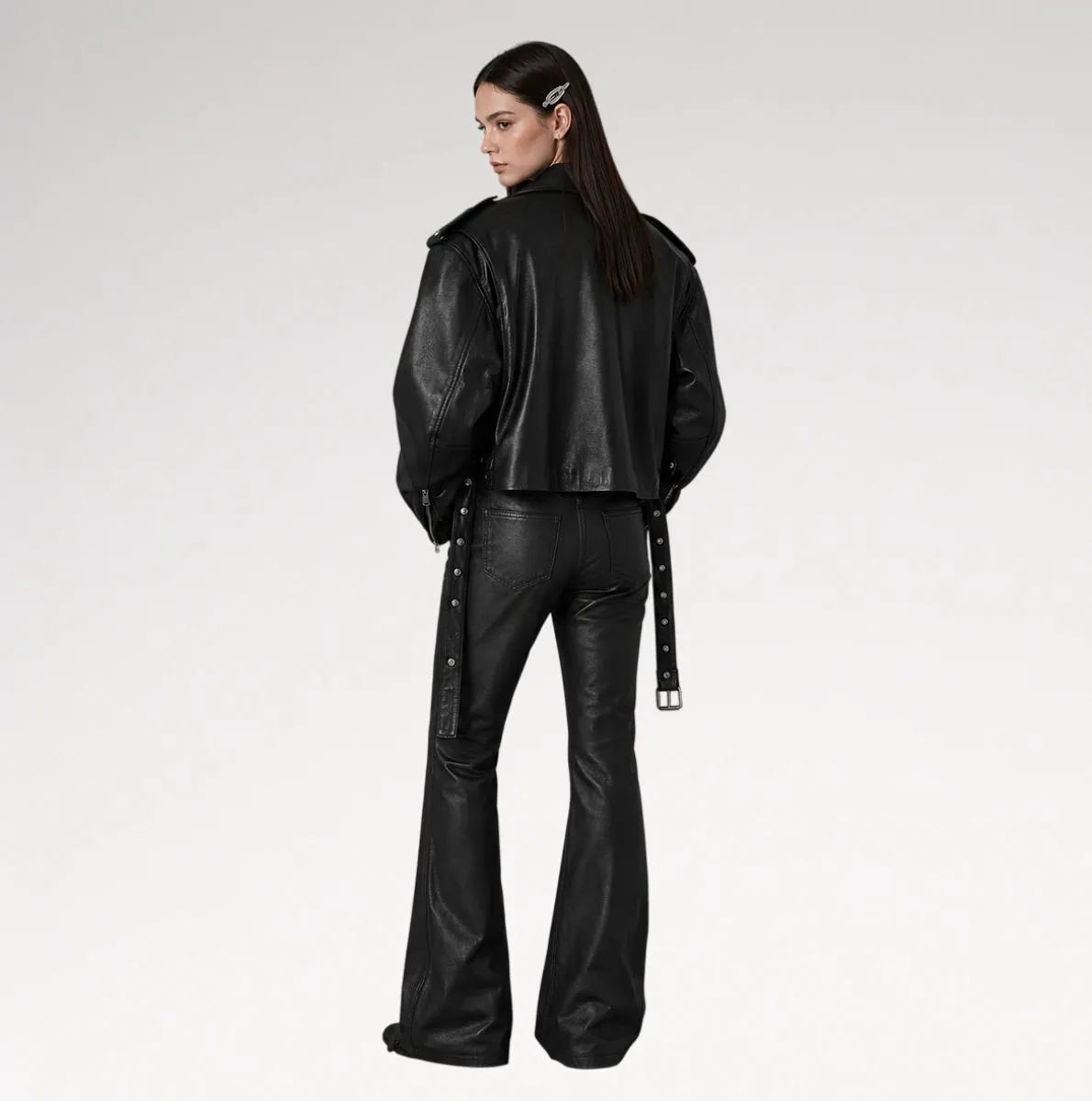 Neroceano Black Vintage Oversized Motorcycle Leather Jacket